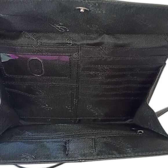 Vtg Fossil Crossbody Pebbled Leather Black Purse Bag Academia Preppy Hippie - Picture 13 of 16